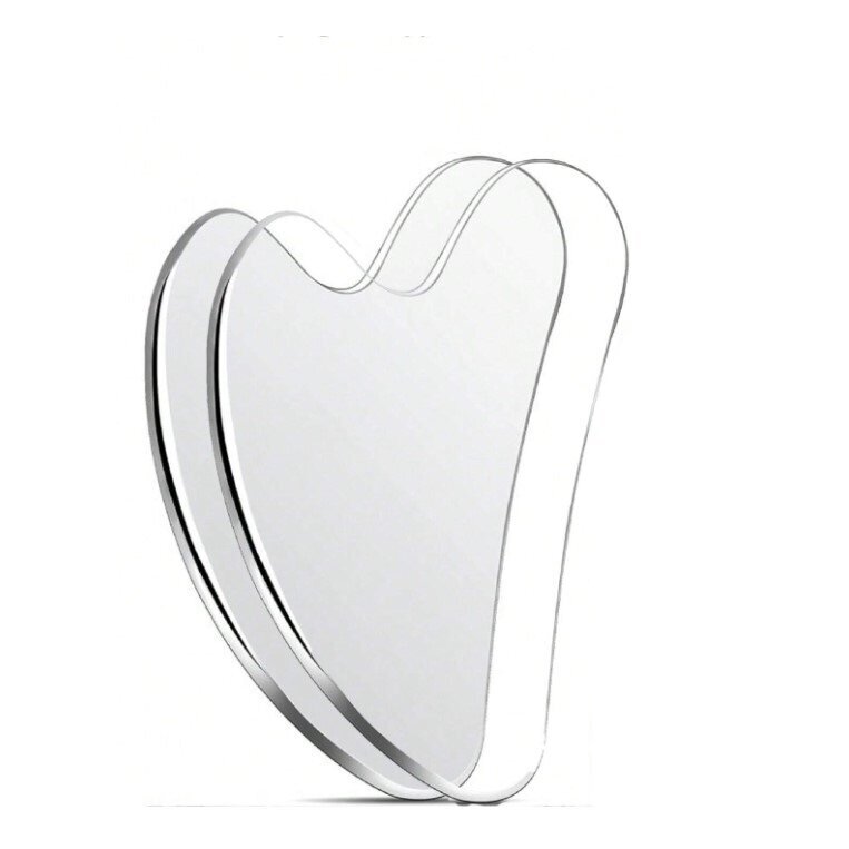 Plieninis veido masažuoklis GUA SHA SILVER LARGE, 1 vnt. Plieninis veido masažuoklis GUA SHA SILVER LARGE, 1 vnt.