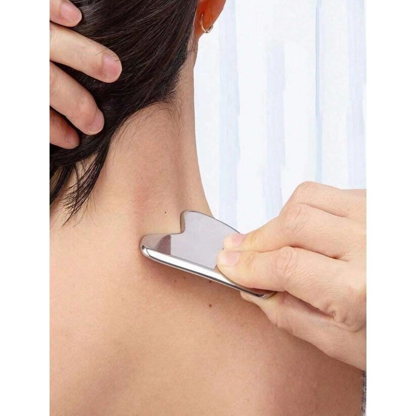 Plieninis veido masažuoklis GUA SHA SILVER LARGE, 1 vnt. 2 Plieninis veido masažuoklis GUA SHA SILVER LARGE, 1 vnt. 2