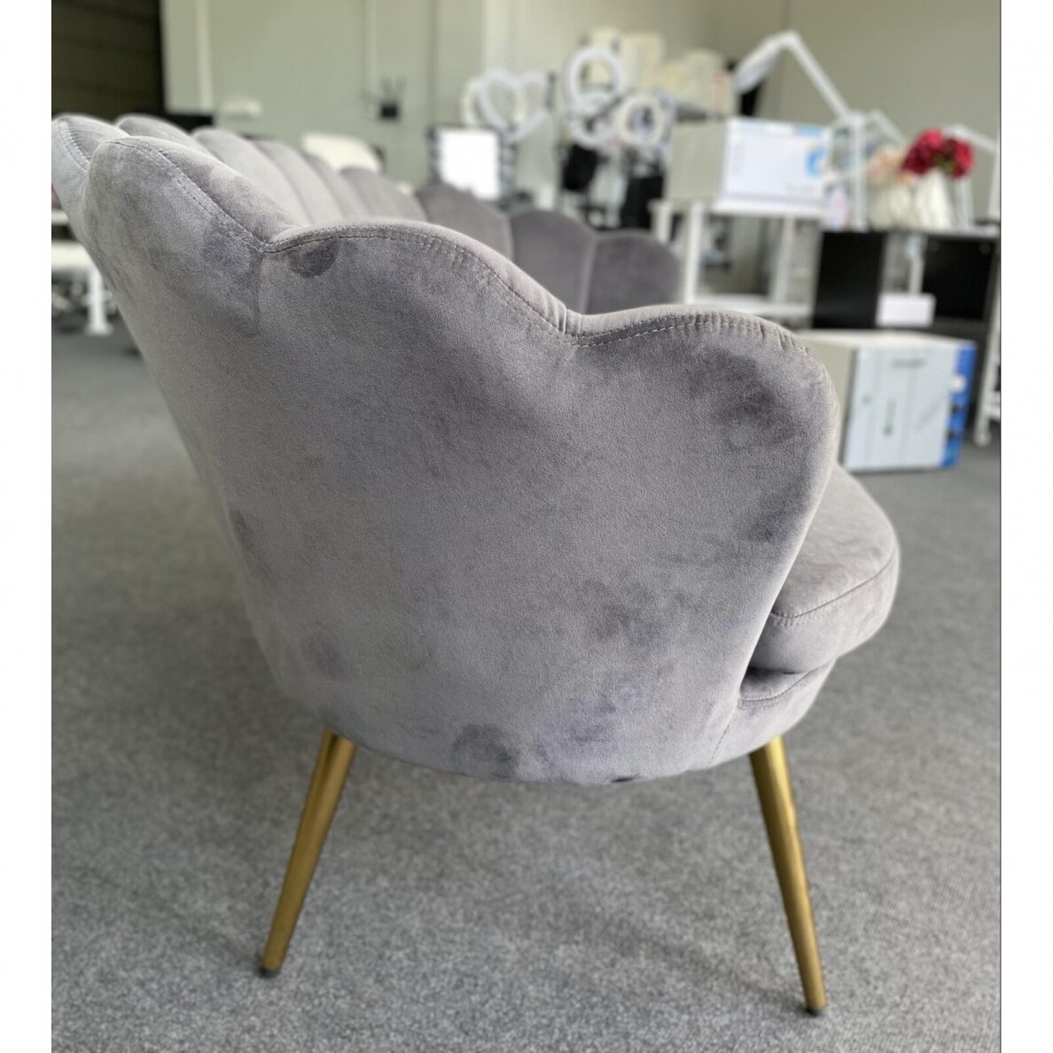 Grožio salono laukiamojo sofa REY, pilkas veliūras 15