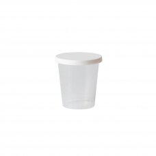 Disposable graduated container with lid, 30 ml.