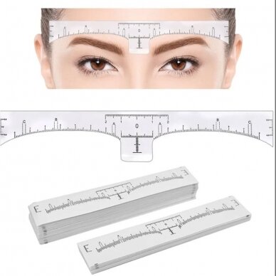 Disposable eyebrow measuring ruler, adhesive (10 pcs.)