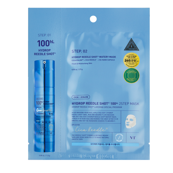 VT COSMETICS HYDROP REEDLE SHOT 100HL 2-step intensive moisturizing sheet mask, 1 pc. VT COSMETICS HYDROP REEDLE SHOT 100HL 2-step intensive moisturizing sheet mask, 1 pc.