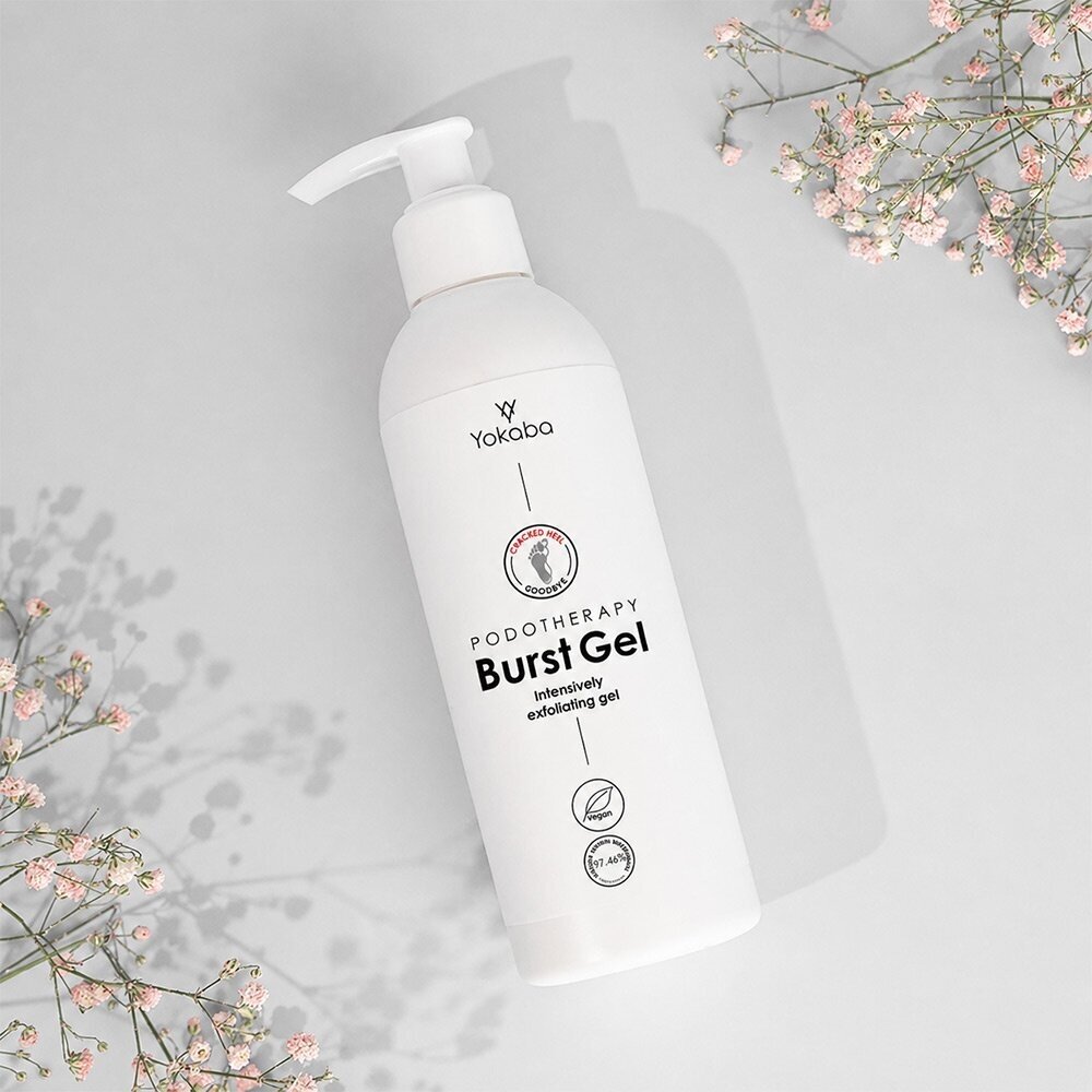 Интенсивно отшелушивающий гель YOKABA BURST, кератолитический гель для смягчения и удаления мозолей на стопах, 250 мл. 1